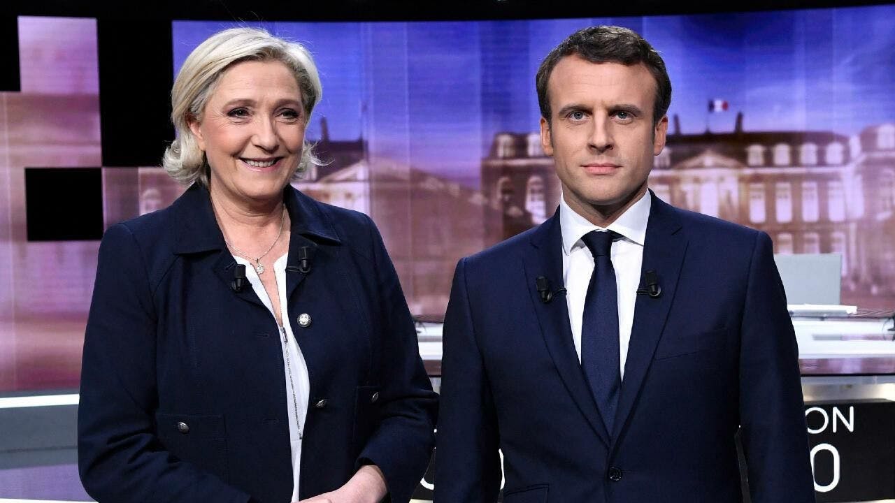 Emmanuel Macron and Marine Le Pen before 2017 French Presidential Debate